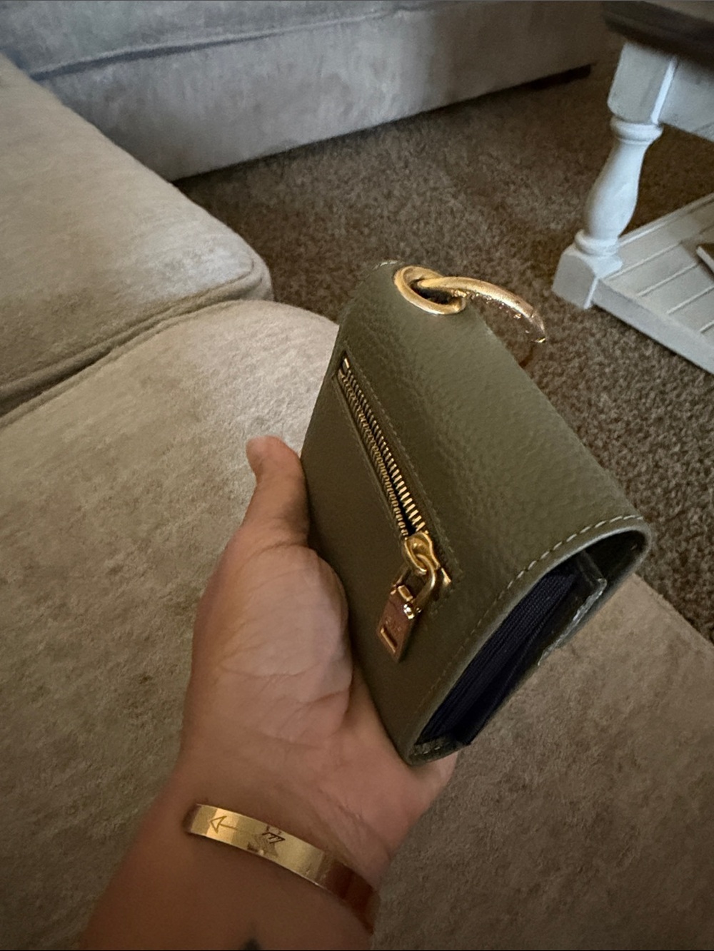 Alf the label Elsie Card Wallet (Pebbled Leather) Olive Green Compact Wallet - Picture 6 of 12